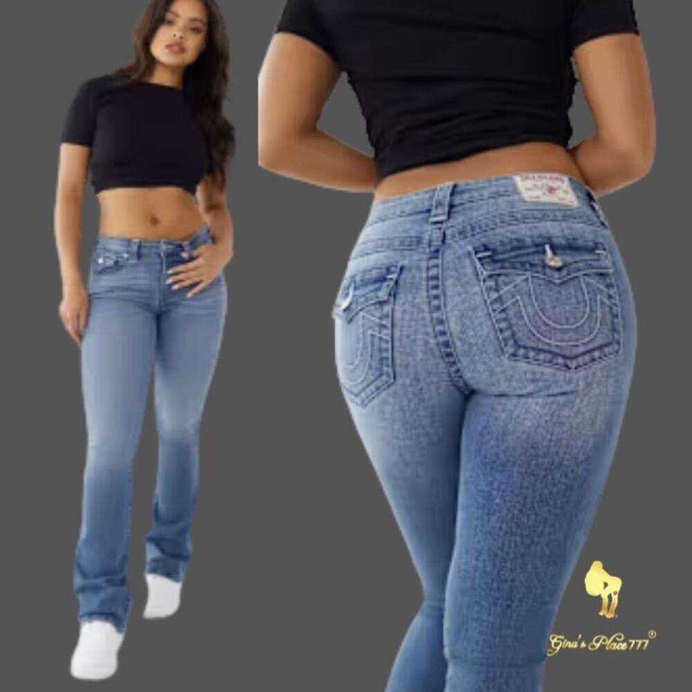 True Religion Womens Becca Mid Rise SN Flap Pocket Bootcut Jean Maze Runner Sz33